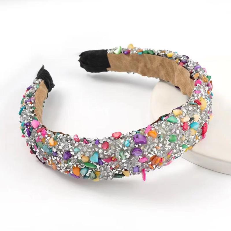 Colorful Rhinestone Boho Hair Band Crystal Wide Headband Women's Hair Accessorie