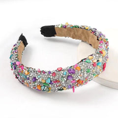 Colorful Rhinestone Boho Hair Band Crystal Wide Headband Women's Hair Accessorie