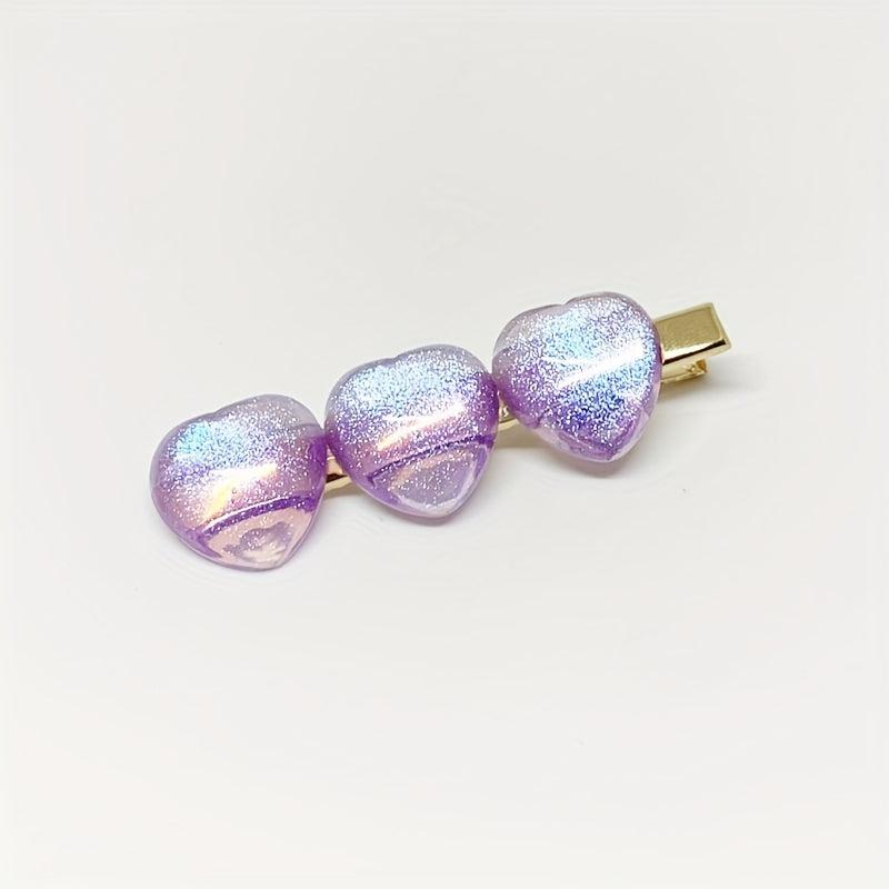 Heart Decor Hair Clip Acrylic Hair Pin Minimalist Headwear