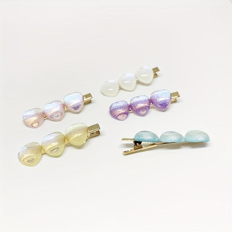 Heart Decor Hair Clip Acrylic Hair Pin Minimalist Headwear