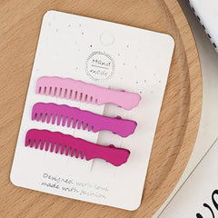 Pink Hair Clip Hollow Alloy Hair Clip Rabbit Comb Shaped Duck Billed Clip