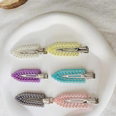 6pcs Faux Pearl Hair Clip Non Crease Duckbill Clip Hair Barrette