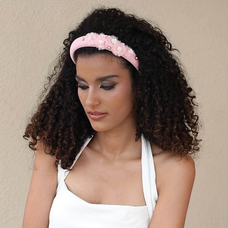 Flower Headband Faux Pearl Headdress Hair Band