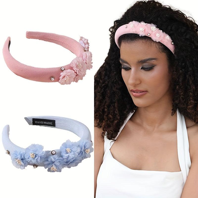 Flower Headband Faux Pearl Headdress Hair Band