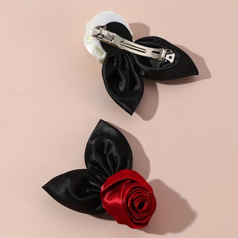 Fabric Rose Hairpin Vintage Hair Clip for Women