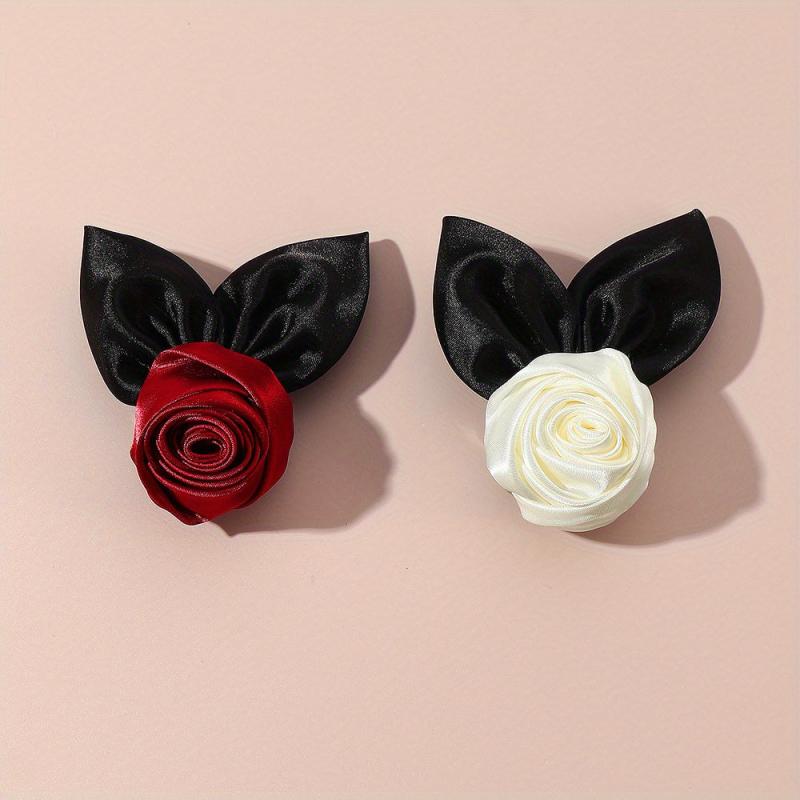 Fabric Rose Hairpin Vintage Hair Clip for Women