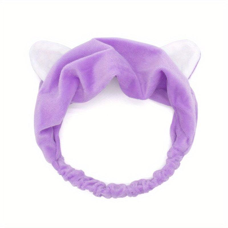 Cat Ears Headband Women Makeup Face Washing Cat Ears Bundle Headband