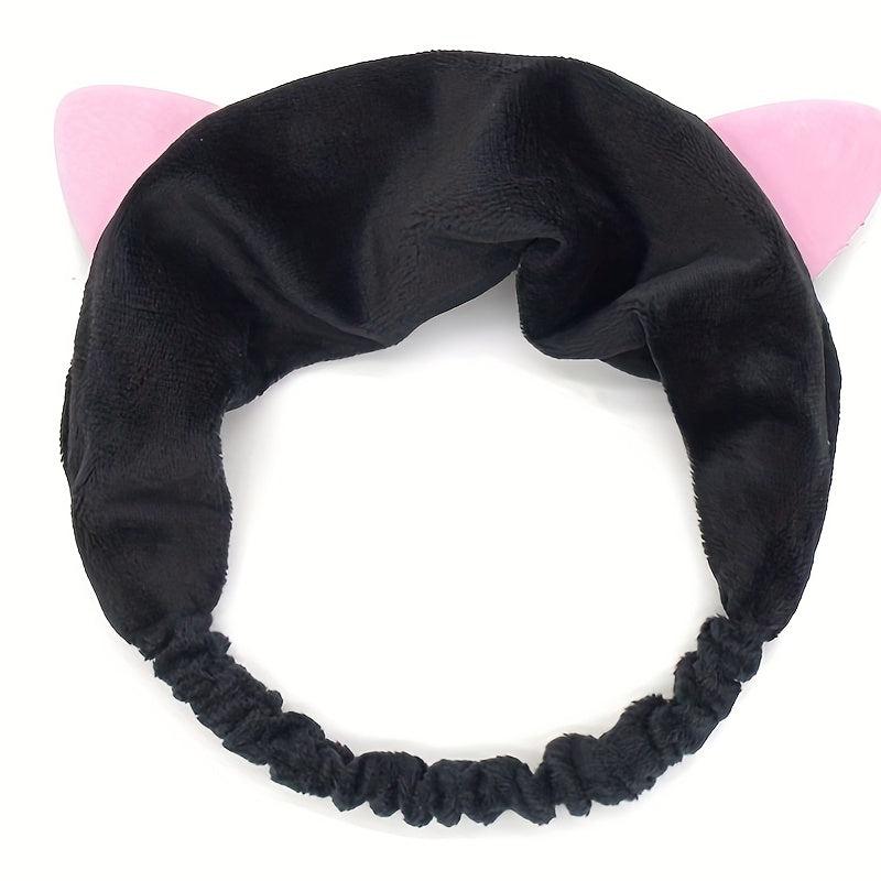 Cat Ears Headband Women Makeup Face Washing Cat Ears Bundle Headband