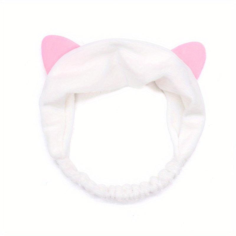 Cat Ears Headband Women Makeup Face Washing Cat Ears Bundle Headband