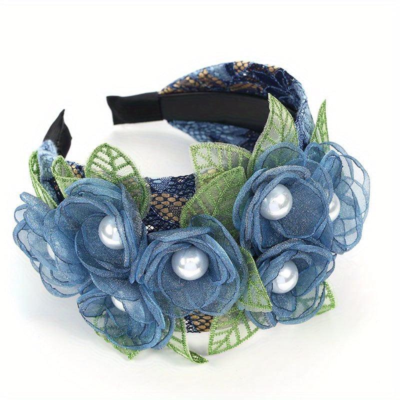 Mesh Flower Wide Brim Headband Hair Accessories for Women