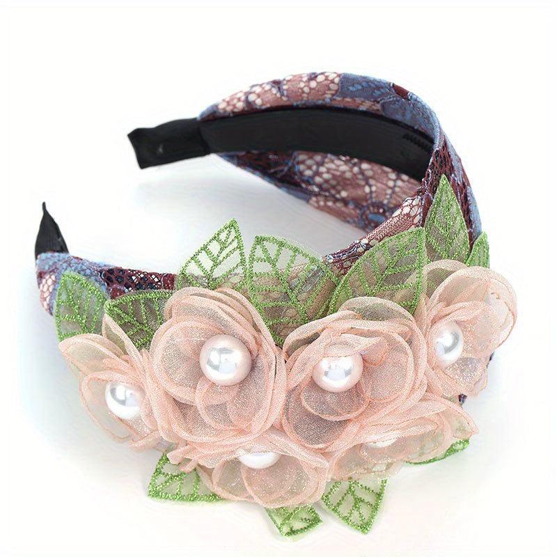 Mesh Flower Wide Brim Headband Hair Accessories for Women