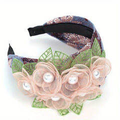 Mesh Flower Wide Brim Headband Hair Accessories for Women
