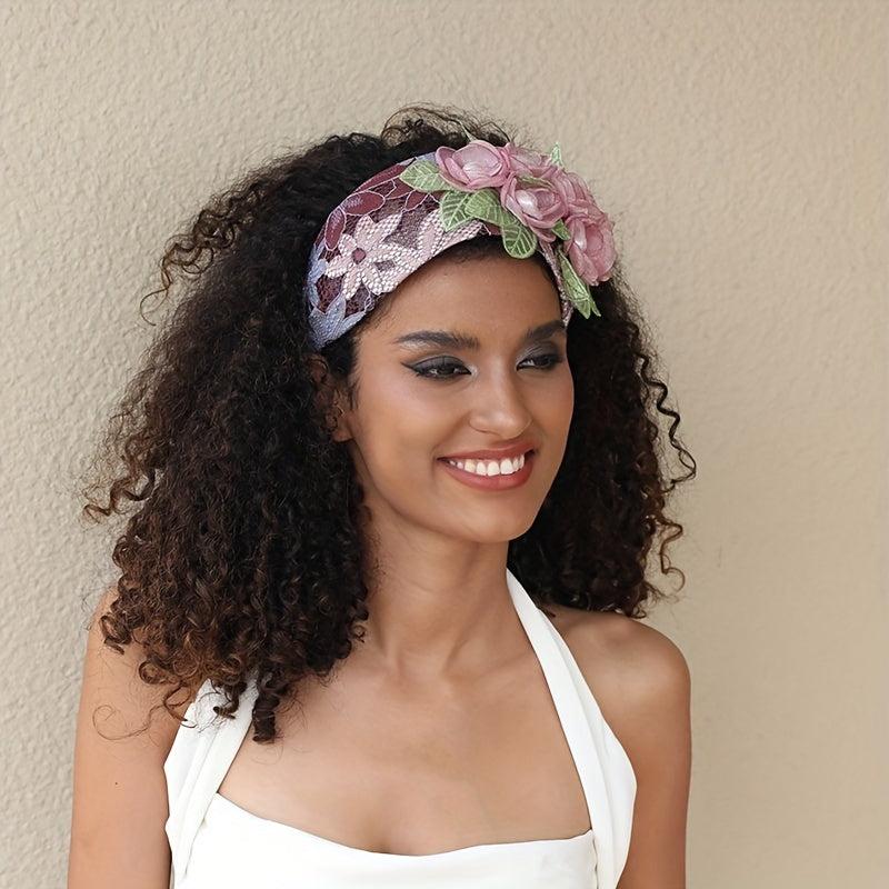 Mesh Flower Wide Brim Headband Hair Accessories for Women