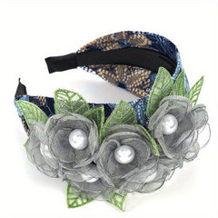 Mesh Flower Wide Brim Headband Hair Accessories for Women