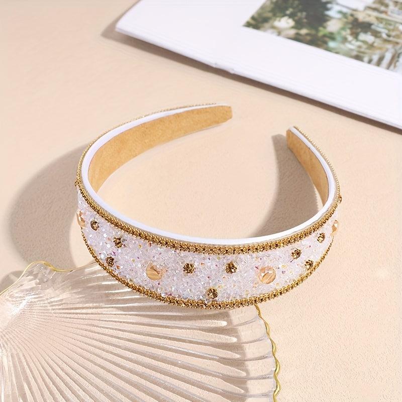 Rhinestone Wide Head Hoop Headdress Hair Accessory for Women