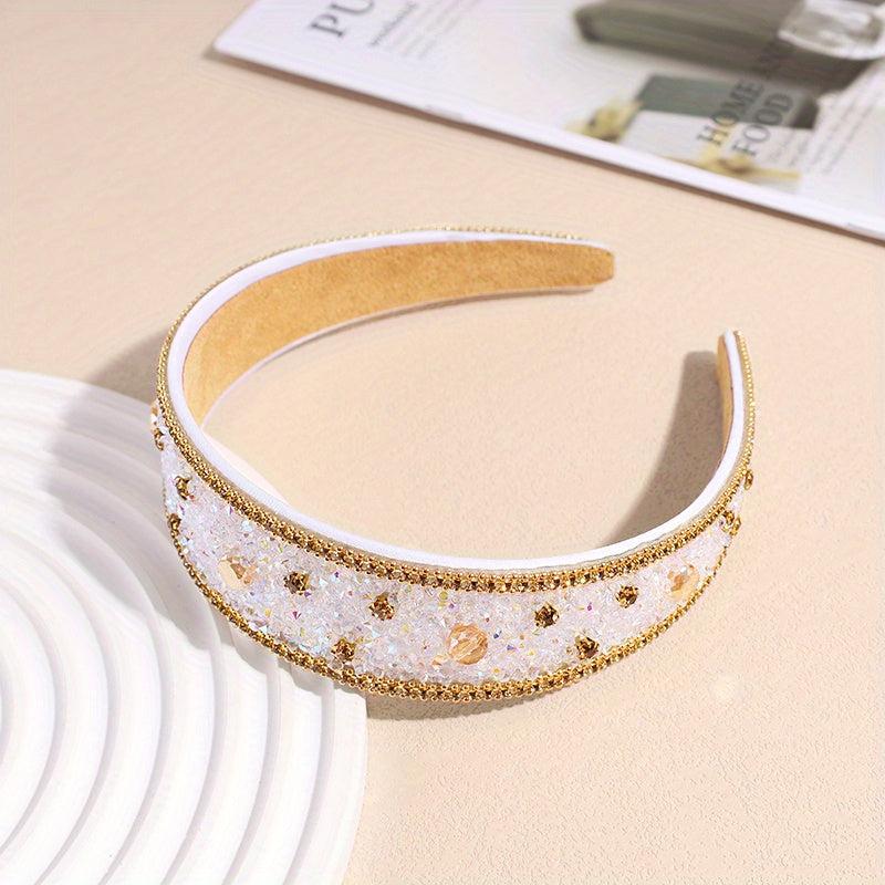 Rhinestone Wide Head Hoop Headdress Hair Accessory for Women