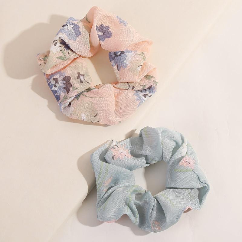 8pcs Flower Pattern Scrunchie Hair Ties Set