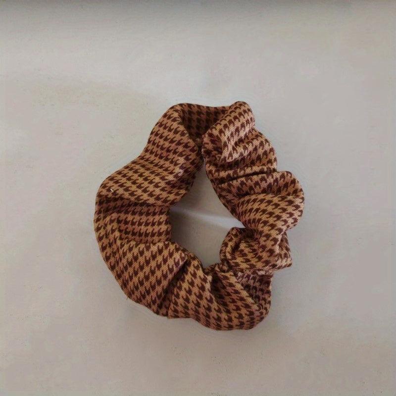 Houndstooth Pattern Scrunchies Hair Tie Large Hair Rope Satin Hair Accessories