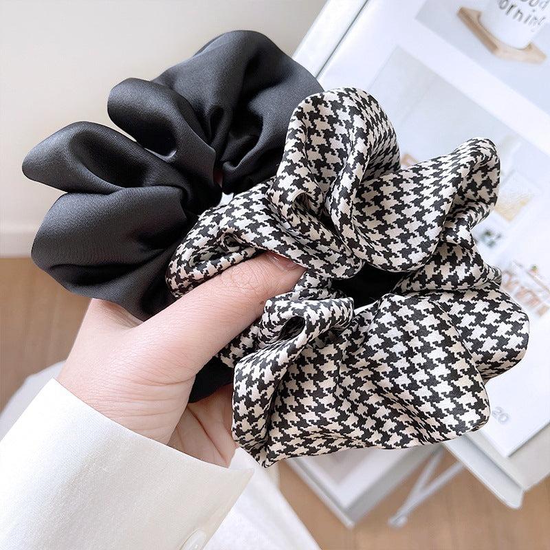 Houndstooth Pattern Scrunchies Hair Tie Large Hair Rope Satin Hair Accessories