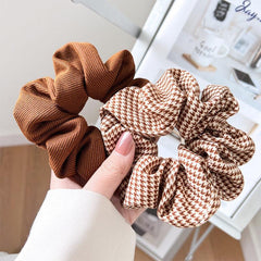 Houndstooth Pattern Scrunchies Hair Tie Large Hair Rope Satin Hair Accessories