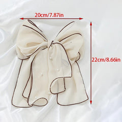 Chiffon Bow Pearl Streamer Hairpin Headwear
