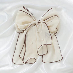 Chiffon Bow Pearl Streamer Hairpin Headwear