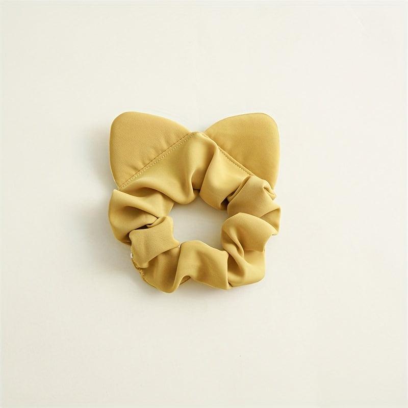 5pcs Cat Ears Scrunchies Plaid Hair Tie Soft Elastic Ponytail Holder Hair Rope