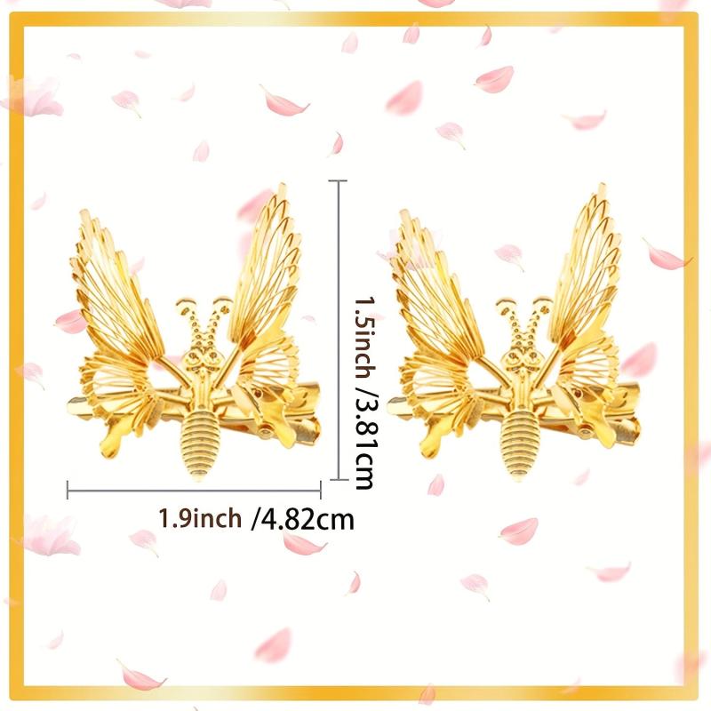 Vintage Style Butterfly Hair Clip Golden Metal Duck Billed Clip