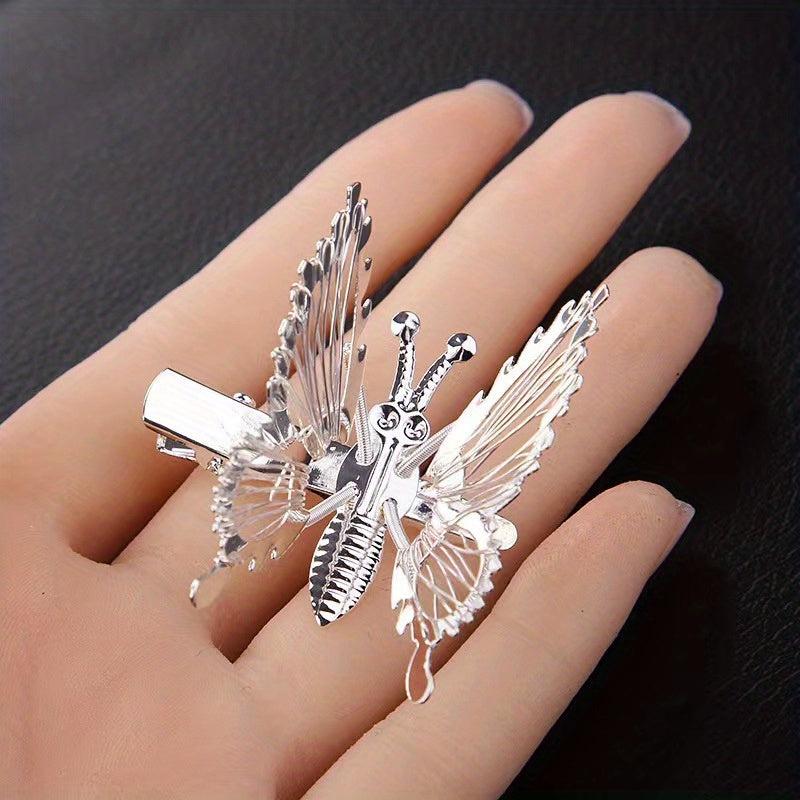 Vintage Style Butterfly Hair Clip Golden Metal Duck Billed Clip