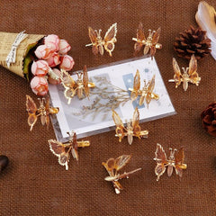 Vintage Style Butterfly Hair Clip Golden Metal Duck Billed Clip