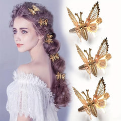 Vintage Style Butterfly Hair Clip Golden Metal Duck Billed Clip