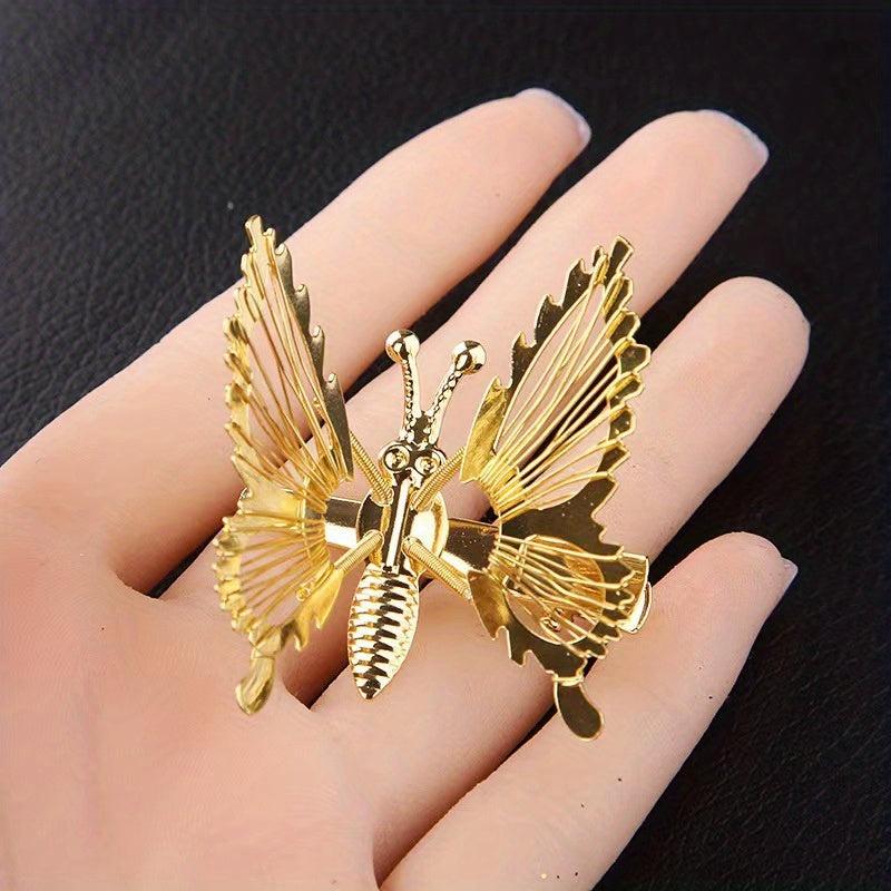 Vintage Style Butterfly Hair Clip Golden Metal Duck Billed Clip