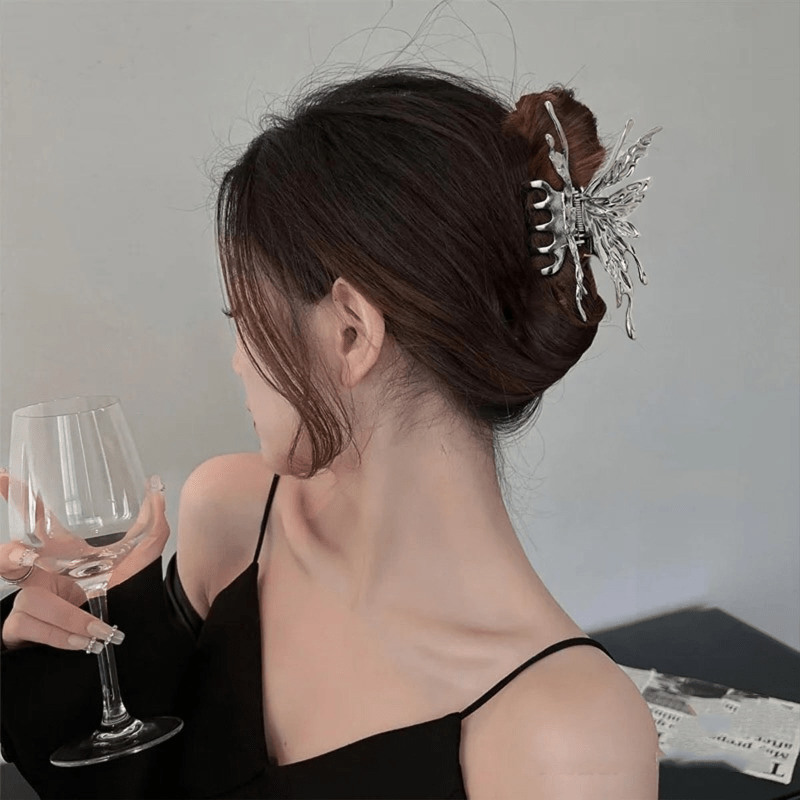 Y2K Silvery Butterfly Hair Claw Clip for Women Girls