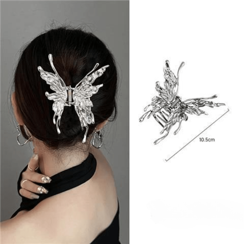 Y2K Silvery Butterfly Hair Claw Clip for Women Girls