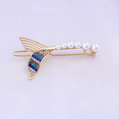Faux Pearl Mermaid Hair Clip Rhinestone Bangs Clip Hair Jewelry