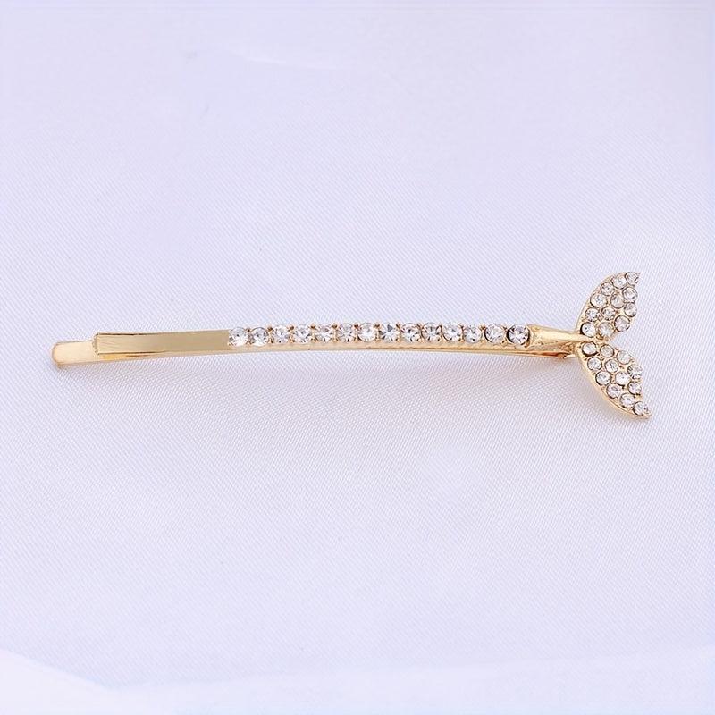 Faux Pearl Mermaid Hair Clip Rhinestone Bangs Clip Hair Jewelry