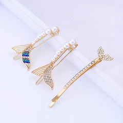 Faux Pearl Mermaid Hair Clip Rhinestone Bangs Clip Hair Jewelry