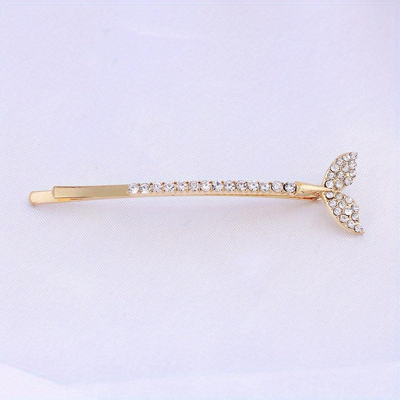 Faux Pearl Mermaid Hair Clip Rhinestone Bangs Clip Hair Jewelry