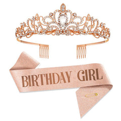 Birthday Party Crown Set Rhinestone Tiara Decoration