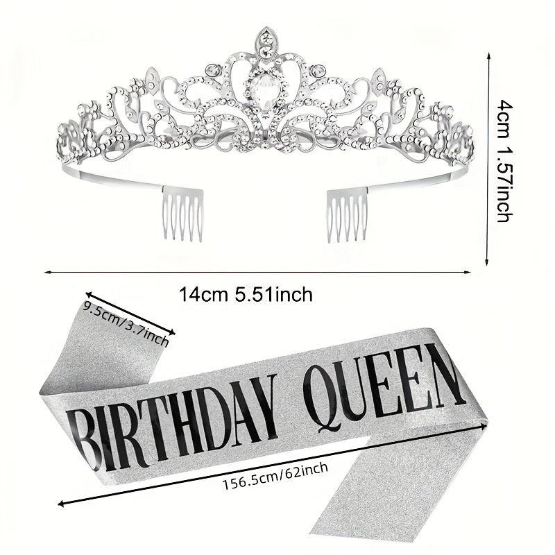 Birthday Party Crown Set Rhinestone Tiara Decoration