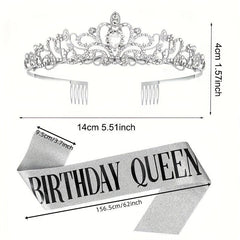 Birthday Party Crown Set Rhinestone Tiara Decoration