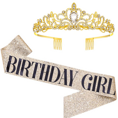Birthday Party Crown Set Rhinestone Tiara Decoration
