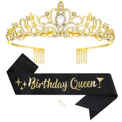 Birthday Party Crown Set Rhinestone Tiara Decoration