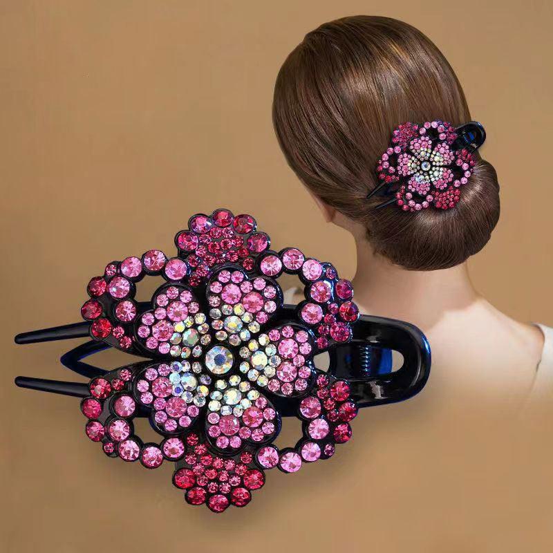 Rhinestone Flower Duck Billed Hair Clip Vintage Hairclip