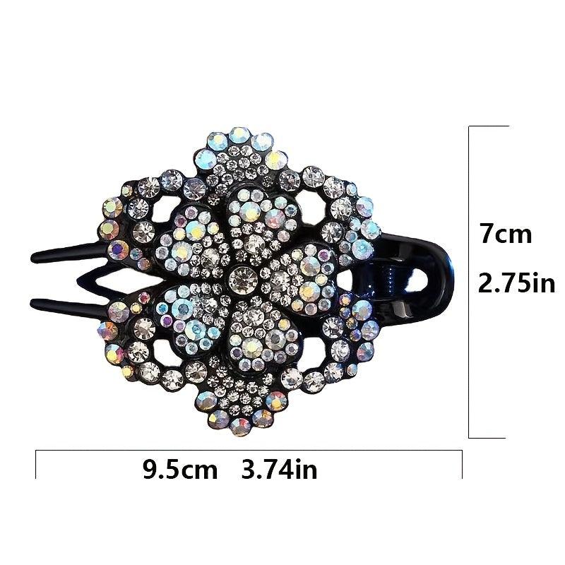 Rhinestone Flower Duck Billed Hair Clip Vintage Hairclip