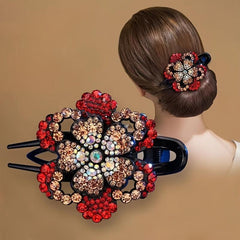 Rhinestone Flower Duck Billed Hair Clip Vintage Hairclip