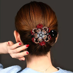 Rhinestone Flower Duck Billed Hair Clip Vintage Hairclip