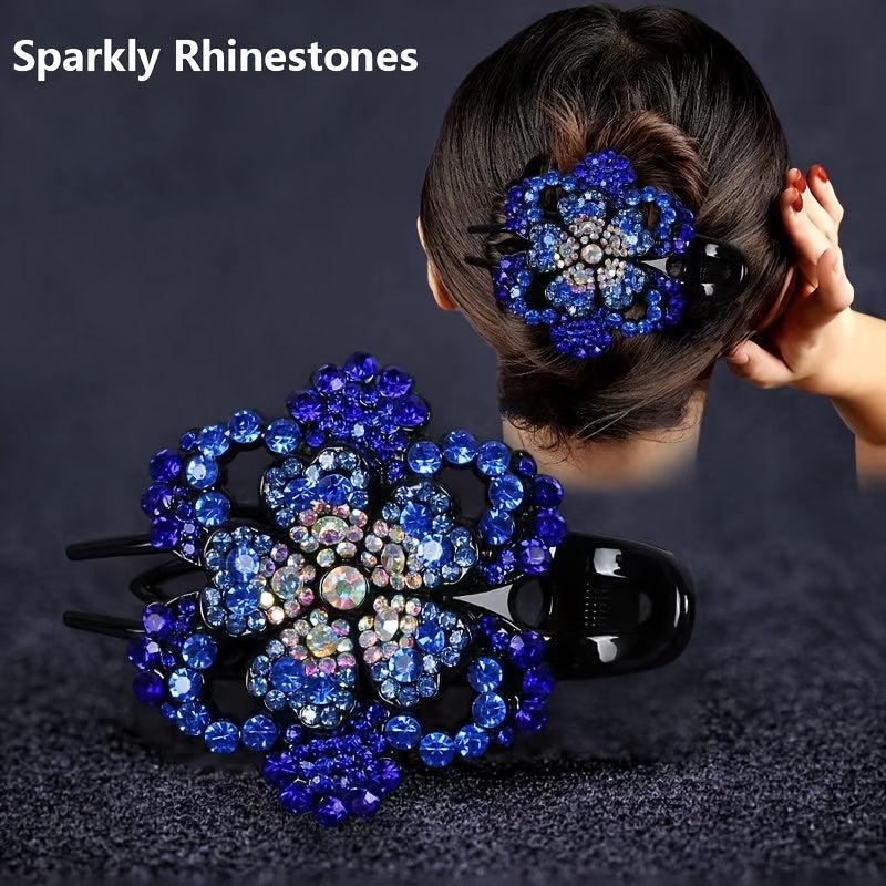 Rhinestone Flower Duck Billed Hair Clip Vintage Hairclip