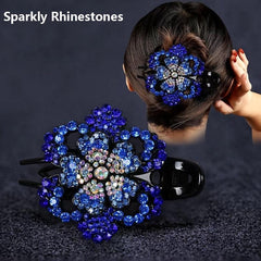 Rhinestone Flower Duck Billed Hair Clip Vintage Hairclip
