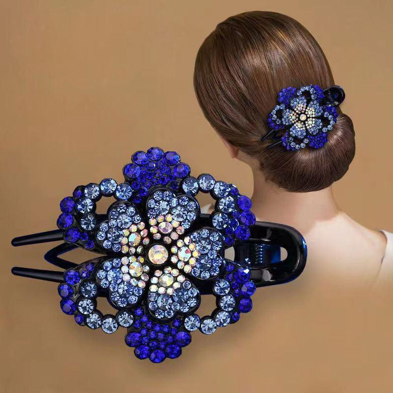 Rhinestone Flower Duck Billed Hair Clip Vintage Hairclip